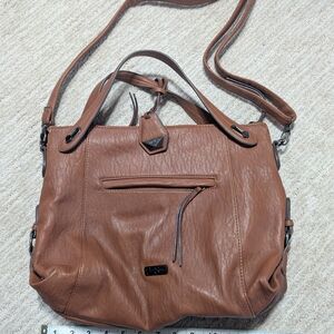 jessica Simpson Brown Leather Women's Bag Double shoulder strap Crossbody